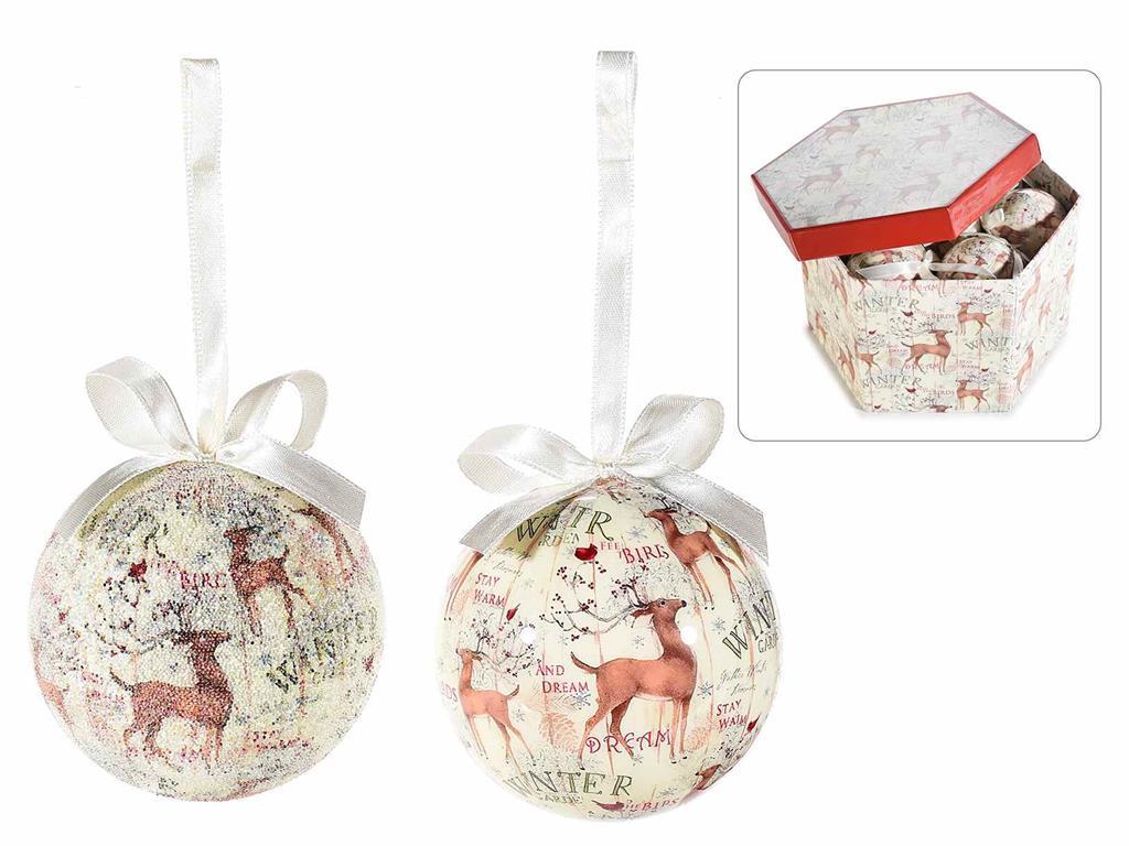 Scatola da 12 palline per albero di Natale lisce ed effetto ghiaccio