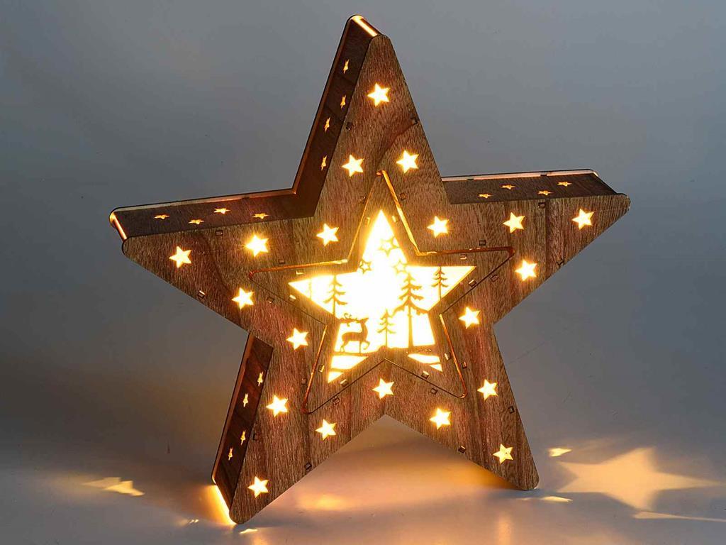 400 Mini Stelle In Legno Per Decorazioni - Fai Da Te Natale, Matrimoni | Taglie Miste - Foto 3