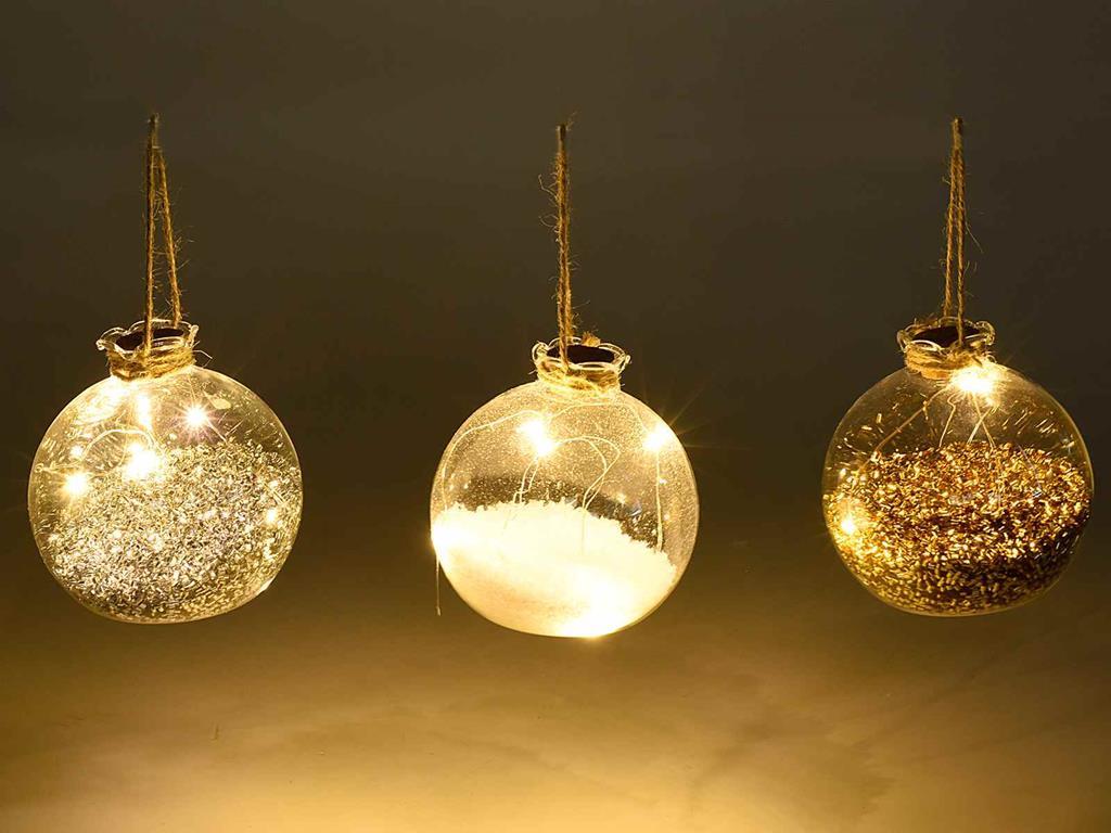 Palline In Vetro Per Albero Di Natale Set 12 palline per albero di Natale in vetro con paglietta riempitiva e