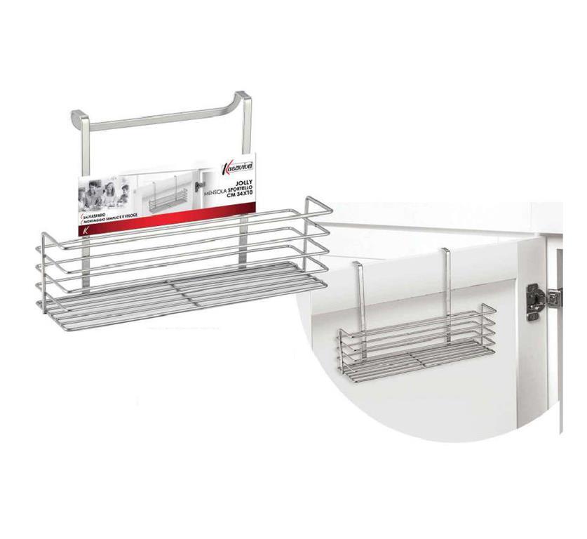takestop/® MENSOLA Contenitore Porta Oggetti Jolly con Gancio 34x10x22cm Metallo PORTASPUGNA PORTASPUGNE Spugna SPUGNETTA DETERSIVO Grigio PORTAOGGETTI Organizer Bagno Cucina