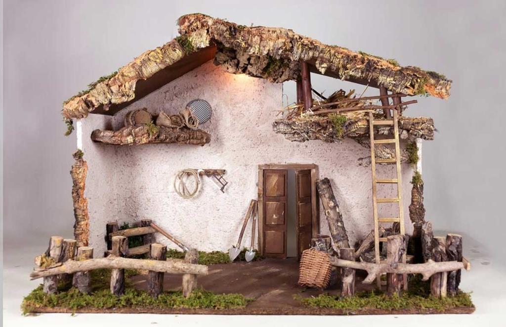 Capanna Presepe Grande Da Esterno Capanna Con Luce Ed Attrezzi 76x40x54cm Per Presepe Presepistica