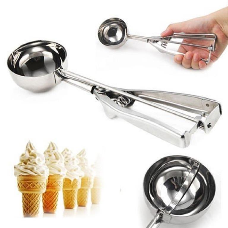 Pur/è di Patate Palline di Melone Riso Frutta Cucchiaio Porzionatore da Gelato 19 cm Cucchiaio di Gelato in Acciaio Inossidabile con Impugnatura Ergonomica per Gelato Grigio Antiaderente