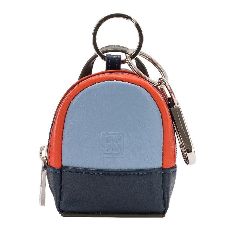 DuDu Portachiavi e Portamonete Rosso multicolore in Vera Pelle con cerniera zip