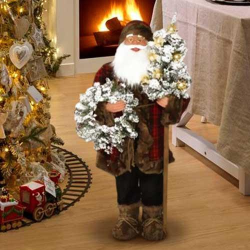 Decorazioni Natalizie Babbo Natale.Babbo Natale Scozzese Con Albero Con Luci Altezza 90 Cm Decorazioni Natalizie Nd Casa E Cucina Ibs