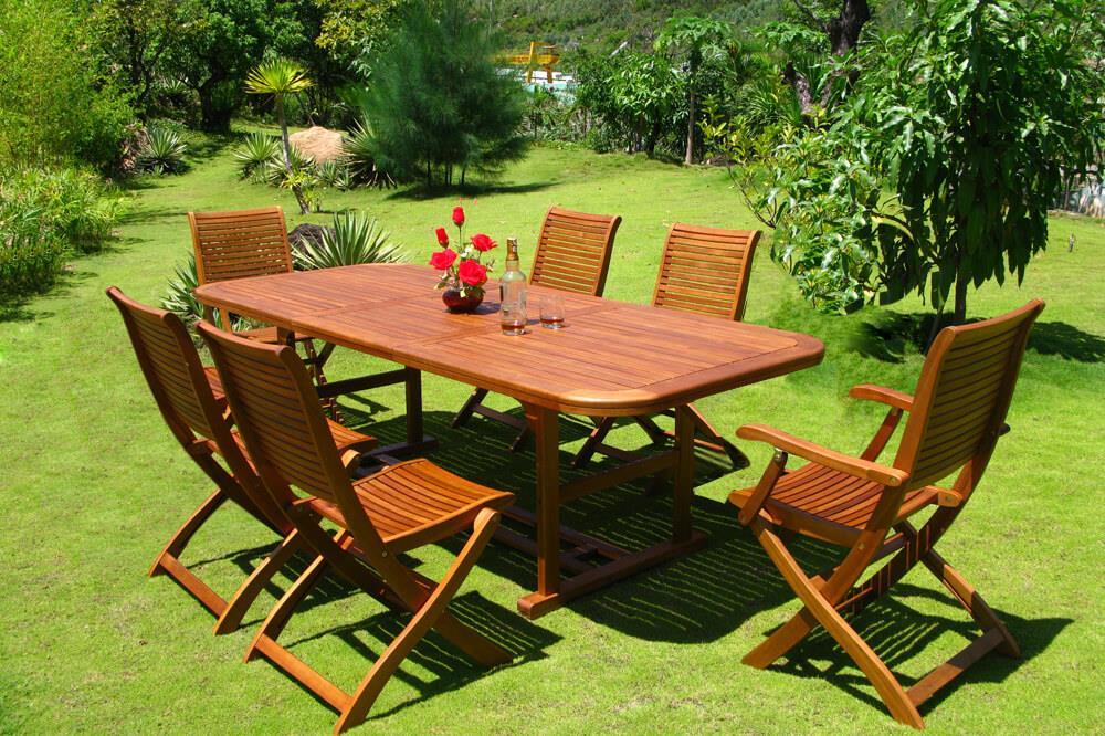 Set tavolo giardino allungabile rettangolare 150/200 x 90 con 4 sedie e ... - 8033695769480 0 0 0 666 75