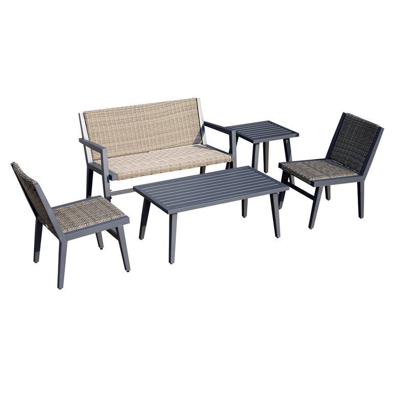 Outsunny Tavolino da Giardino Esterno Piano in Vetro Temperato 5mm 85 x 50 x 39 cm Rattan