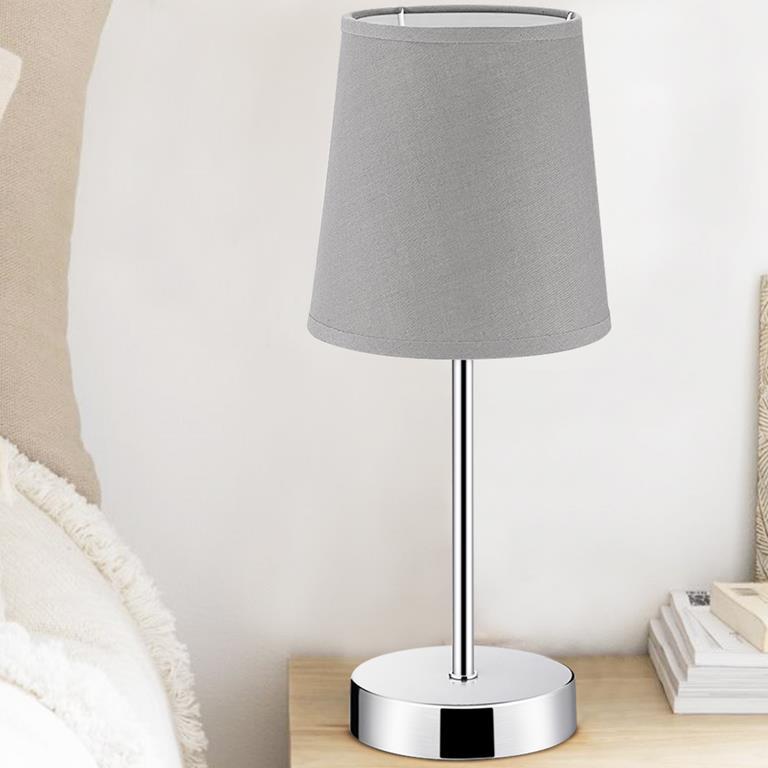 Lampada Da Tavolo Vintage - Base In Ceramica E Paralume In Tessuto Luno Nero 89510925