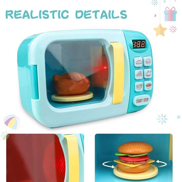 Forno Microonde Giocattolo Bambini Luci e Suoni con Timer Accessori e
