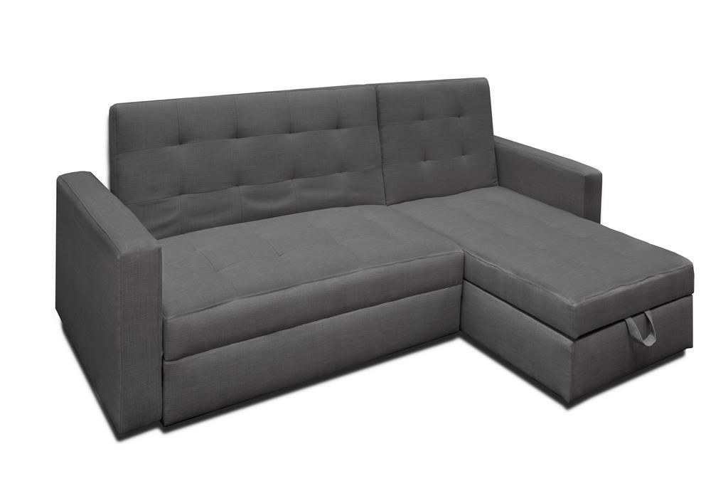 Divano letto angolare con penisola 3 posti con pouf contenitore MEGDAL DARKGRAY - Bricozone ...