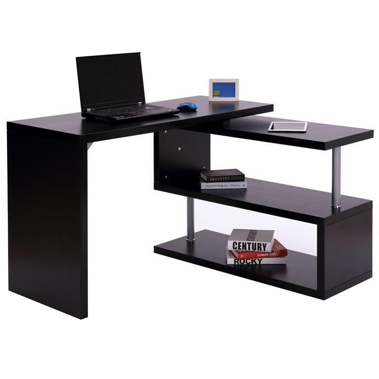 HOMCOM Scrivania per Computer con Libreria a Forma di L Tavolo ad Angolo in Legno per PC Adatto per Studio Casa Piccolo Spazio