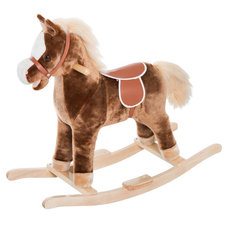 COSTWAY Cavallo A Dondolo In Legno Per Bambini (3+ Anni): Con Recinzione Rimovibile E Schienale, Bianco (Max 40 Kg)