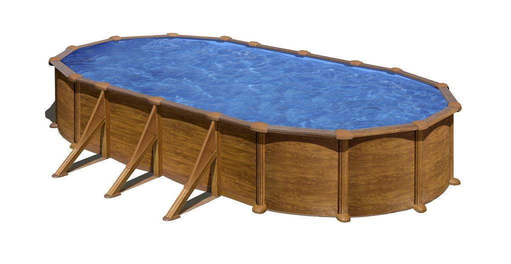 Gre Kit730w Piscina Fuori Terra Piscina Con Bordi Piscina Ovale 25320 L Blu Legno