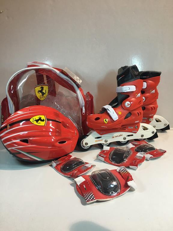 ZAINETTO GOMITIERE + GINOCCHIERE Pattini FERRARI 35-38 originale PATTINI