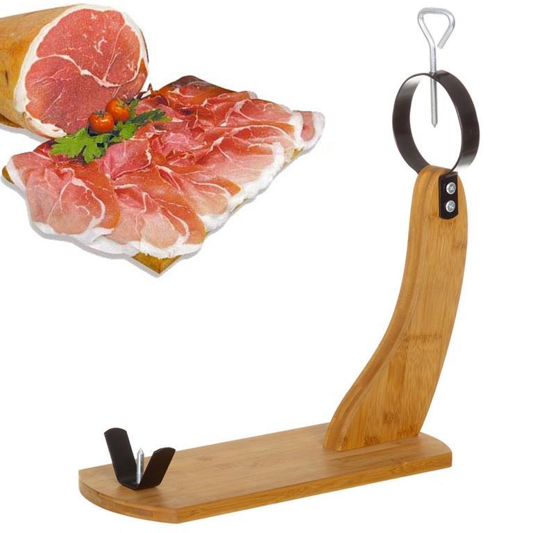 Porta Prosciutto Legno Bambù E Metallo 45X16X43Cm Arco Import Idee