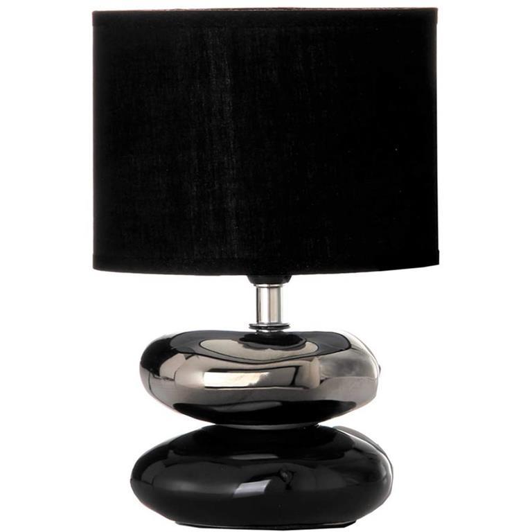 Lampada da Tavolo Lume Comodino in Ceramica Tessuto Nero Design Moderno
