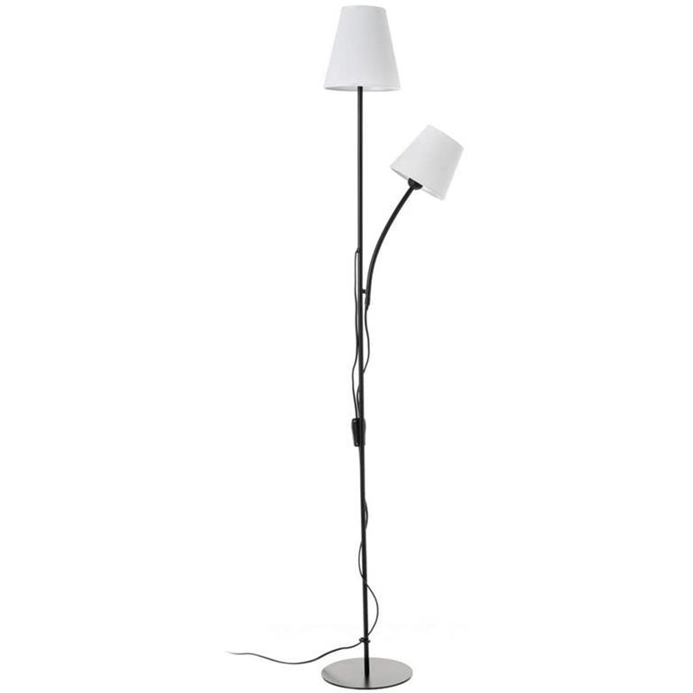 Lampada piantana da Terra 157cm Design Moderno 2 Bracci Paralume Metallo Nero Lampada piantana da Terra 157cm Design Moderno 2 Bracci Paralume Metallo Nero
