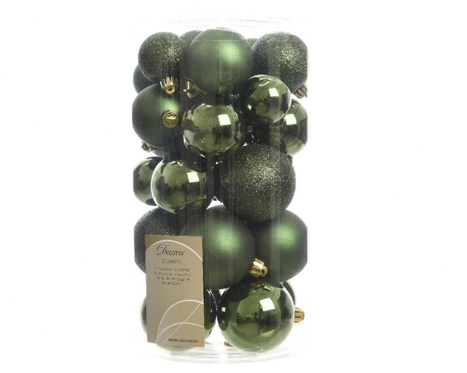 30 Palline Di Natale Verde Pino Assortite Albero Di Natale Addobbi