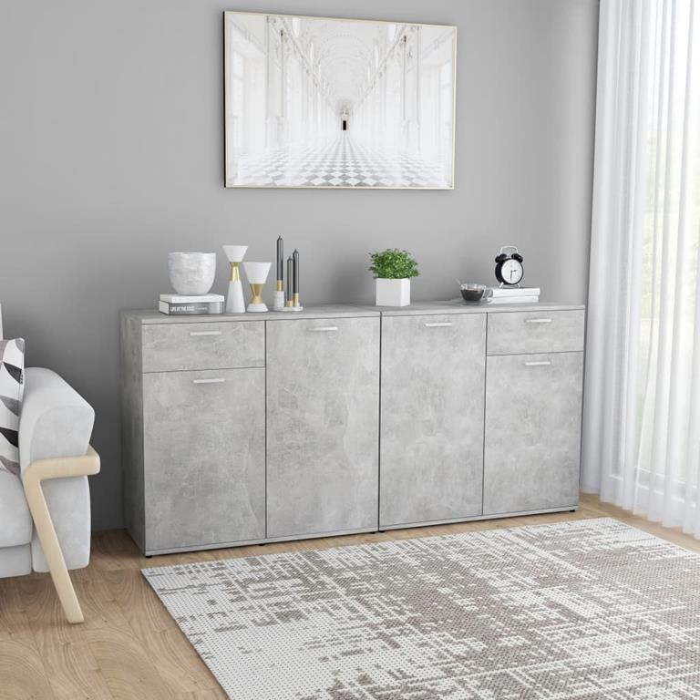 vidaXL Armadietto con Vetrina Grigio Cemento 120x30,5x70 cm Truciolato