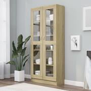 vidaXL Armadietto con Vetrina Grigio Cemento 120x30,5x70 cm Truciolato