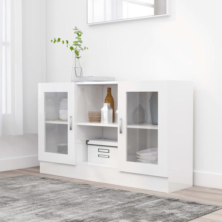 vidaXL Armadietto con Vetrina Grigio Cemento 120x30,5x70 cm Truciolato