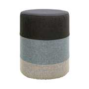 Idee regalo Mobili Rebecca® Pouf Sgabello Rotondo Tessuto Grigio Bianco Complementi d'arredo Soggiorno Mobili Rebecca