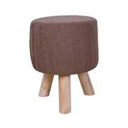 Idee regalo Mobili Rebecca® Pouff Poggiapiedi Rotondo Imbottito Tessuto Marrone Chiaro Vintage Camera da Letto Sala Mobili Rebecca