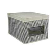 Idee regalo Mobili Rebecca® Box Portaoggetti con Coperchio Beige Grigio Tessuto Multiuso Camera da Letto Mobili Rebecca