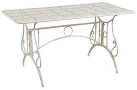 Idee regalo Tavolo in ferro battuto smontabile finitura bianca anticata 150x80x77 cm