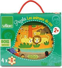 Giocattolo Cofanetto di 4 puzzle allo zoo Vilac Vilac