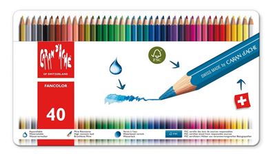 Cartoleria Matite colorate Caran d'Ache Fancolor. Confezione metallo 40 colori Caran d'Ache