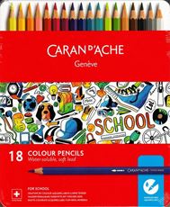 Cartoleria Matite acquerellabili Caran d'Ache. Scatola metallo 18 colori Caran d'Ache