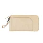 Idee regalo Portafoglio da Donna Grande in Pelle con Cerniera Zip Portamonete Pochette con laccetto da Polso Avorio DuDu