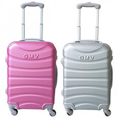 Idee regalo Coppia Trolley 20" Gmv Valigia Rigida Bagaglio A Mano Abs Fucsia E Argento GianMarco Venturi