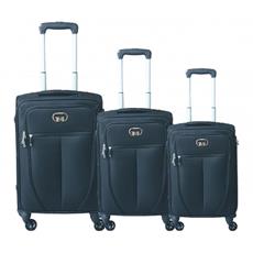 Idee regalo Set 3 Trolley 28"-24"-20" Gmv Valigie Rigide Tessuto Nero GianMarco Venturi