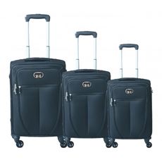 Idee regalo Set 3 Trolley 28" 24" 20" Gmv Valigie Rigide Tessuto Nero GianMarco Venturi