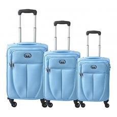Idee regalo Set 3 Trolley 28"-24"-20" Gmv Valigie Rigide Tessuto. Blu. 006st-Blu GianMarco Venturi