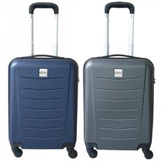 Idee regalo Coppia Trolley 20" Gmv Valigia rigida Bagaglio a mano Abs. Blu, Grigio fumo. 004d-Bl_Fu GianMarco Venturi