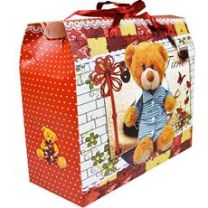 Cartoleria Buste Sacchetti Regalo Borsetta con Orsetto in Cartoncino 16x12x14 cm (12 Pezzi) Bakaji