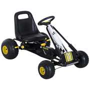 Giocattolo Homcom Go-Kart a Pedali per Bambini, Nero e Giallo