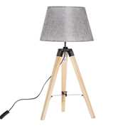 Idee regalo Homcom Lampada Tripode in Legno, Paralume Grigio, 35x35x68cm