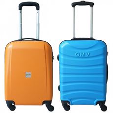 Idee regalo Coppia Trolley 20" Gmv Valigia Rigida Bagaglio A Mano Abs Arancione E Blu GianMarco Venturi
