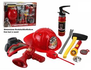 Giocattolo Set Pompiere Deluxe 10 Pz Vigili Del Fuoco Pompieri Giocattoli Cappello Bussola Import