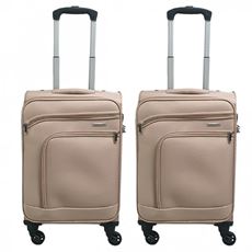 Idee regalo Coppia Trolley 20" Gmv Valigia Rigida Bagaglio A Mano Tessuto Tortora E Tortora GianMarco Venturi
