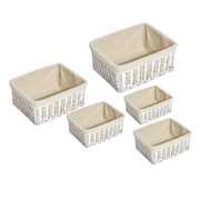 Idee regalo HomCom Set di 5 Cestini Portaoggetti in Vimini Naturali 5 Diverse