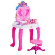 Giocattolo Homcom Specchiera con Pianola e Sgabello Giocattolo per Bambine, Rosa Homcom