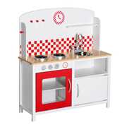 Giocattolo HomCom Cucina Giocattolo per Bambini con Accessori in Legno, Bianco e HomCom