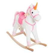 Giocattolo Dondolo in Legno Unicorno Cavalcabile Bianco e Rosa Homcom