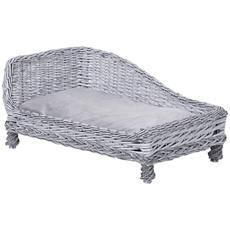 Idee regalo PawHut Chaise Longue Cuccia per Animali Domestici in Vimini con Cuscino Grigio PawHut