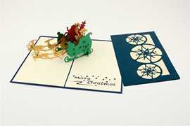 Cartoleria Biglietto Auguri Kirigami Fatto A Mano Natal Slitta Con Doni Origamo