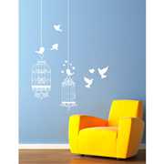 Idee regalo Evergreen Orange Sticker murali Uccellini non in gabbia (120 x 180 cm) Evergreen Orange